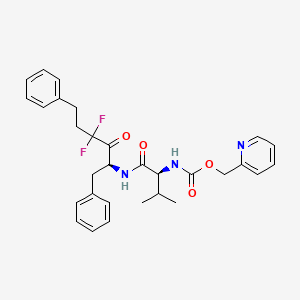 molecular formula C30H33F2N3O4 B15195913 Carbamic acid, (1-(((3,3-difluoro-2-oxo-5-phenyl-1-(phenylmethyl)pentyl)amino)carbonyl)-2-methylpropyl)-, 2-pyridinylmethyl ester, (S-(R*,R*))- CAS No. 134450-38-7