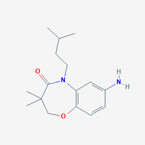 molecular formula C16H24N2O2 B1519598 7-amino-3,3-dimethyl-5-(3-methylbutyl)-2,3-dihydro-1,5-benzoxazepin-4(5H)-one CAS No. 1170834-00-0