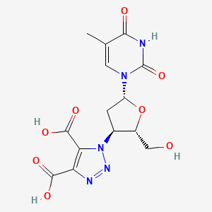 molecular formula C14H15N5O8 B15195991 Thymidine, 3'-deoxy-3'-(4,5-dicarboxy-1H-1,2,3-triazol-1-yl)- CAS No. 127479-70-3