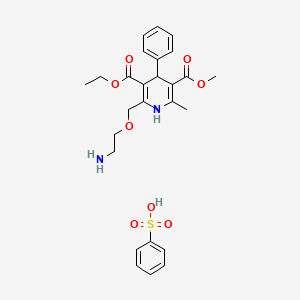 molecular formula C26H32N2O8S B1519600 benzenesulfonic acid;3-O-ethyl 5-O-methyl 2-(2-aminoethoxymethyl)-6-methyl-4-phenyl-1,4-dihydropyridine-3,5-dicarboxylate CAS No. 1078163-17-3