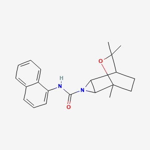 molecular formula C21H24N2O2 B15196022 N-1-Naphthalenyl-5,7,7-trimethyl-6-oxa-3-azatricyclo(3.2.2.0(sup 2,4))nonane-3-carboxamide CAS No. 82880-98-6