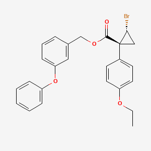 molecular formula C25H23BrO4 B15196058 Cyclopropanecarboxylic acid, 2-bromo-1-(4-ethoxyphenyl)-, (3-phenoxyphenyl)methyl ester, cis- CAS No. 106687-19-8