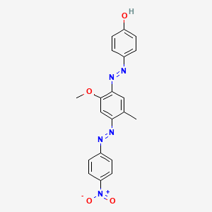 molecular formula C20H17N5O4 B15196190 Phenol, 4-((2-methoxy-5-methyl-4-((4-nitrophenyl)azo)phenyl)azo)- CAS No. 66104-64-1