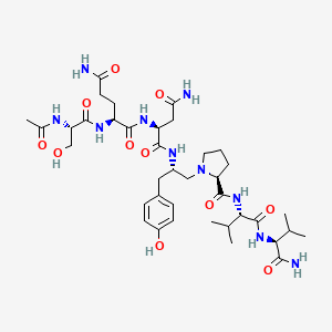 molecular formula C38H60N10O11 B15196259 L-Valinamide, 1-(2-((N2-(N2-(N-acetyl-L-seryl)-L-glutaminyl)-L-asparaginyl)amino)-3-(4-hydroxyphenyl)propyl)-L-prolyl-L-valyl-, (S)- CAS No. 121849-97-6