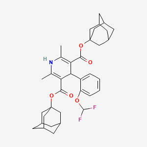 molecular formula C36H43F2NO5 B15196263 Bis(1-adamantyl) 4-[2-(difluoromethoxy)phenyl]-2,6-dimethyl-1,4-dihydropyridine-3,5-dicarboxylate CAS No. 94609-90-2
