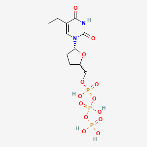 molecular formula C11H19N2O13P3 B15196298 Uridine 5'-(tetrahydrogen triphosphate), 2',3'-dideoxy-5-ethyl- CAS No. 119388-80-6