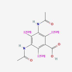 molecular formula C11H9I3N2O4 B15196319 Diatrizoic acid I-131 CAS No. 15522-36-8