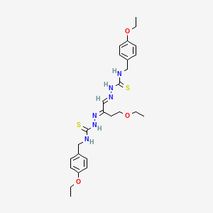 molecular formula C26H36N6O3S2 B15196344 Hydrazinecarbothioamide, 2,2'-(1-(2-ethoxyethyl)-1,2-ethanediylidene)bis(N-((4-ethoxyphenyl)methyl)- CAS No. 93588-16-0