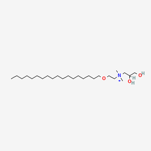 molecular formula C25H54NO3+ B15196537 N,N-Dimethyl-N-(2-octadecyloxyethyl)-N-(2,3-dihydroxypropyl)ammonium iodide CAS No. 131933-56-7