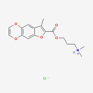molecular formula C17H20ClNO5 B15196545 Furo(2,3-g)-1,4-benzodioxin-7-carboxylic acid, 8-methyl-, dimethylaminopropyl ester, hydrochloride CAS No. 35685-98-4