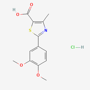 molecular formula C13H14ClNO4S B1519674 2-(3,4-Dimethoxyphenyl)-4-methyl-1,3-thiazole-5-carboxylic acid hydrochloride CAS No. 1170288-04-6