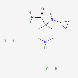 molecular formula C9H19Cl2N3O B1519677 4-(Cyclopropylamino)piperidine-4-carboxamide dihydrochloride CAS No. 1172804-60-2