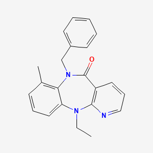 molecular formula C22H21N3O B15196816 N6-Benzyl-N11-ethyl-7-methyl-6,11-dihydro-5H-pyrido(2,3-b)(1,5)benzodiazepin-5-one CAS No. 133626-66-1