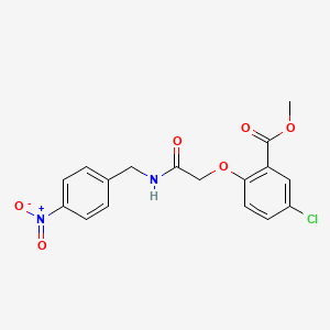 molecular formula C17H15ClN2O6 B15197217 Methyl 5-chloro-2-{2-[(4-nitrobenzyl)amino]-2-oxoethoxy}benzoate CAS No. 21456-13-3