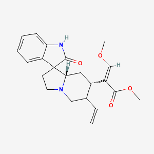 molecular formula C22H26N2O4 B15197328 methyl (E)-2-[(7'S,8'aS)-6'-ethenyl-2-oxospiro[1H-indole-3,1'-3,5,6,7,8,8a-hexahydro-2H-indolizine]-7'-yl]-3-methoxyprop-2-enoate 