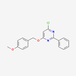 molecular formula C18H15ClN2O2 B1519733 4-Chloro-6-[(4-methoxyphenyl)methoxy]-2-phenylpyrimidine CAS No. 1044559-74-1