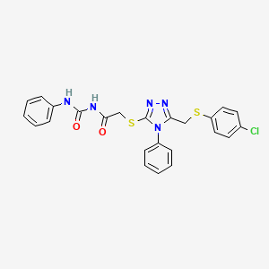 molecular formula C24H20ClN5O2S2 B15197337 Acetamide, 2-((5-(((4-chlorophenyl)thio)methyl)-4-phenyl-4H-1,2,4-triazol-3-yl)thio)-N-((phenylamino)carbonyl)- CAS No. 81863-83-4