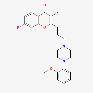 molecular formula C24H27FN2O3 B15197445 CHROMONE, 7-FLUORO-2-(3-(4-(o-METHOXYPHENYL)-1-PIPERAZINYL)PROPYL)-3-METHYL- CAS No. 100857-73-6