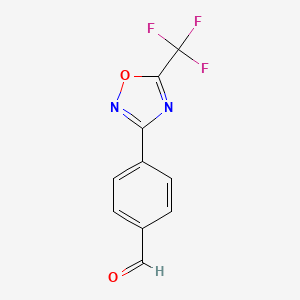 molecular formula C10H5F3N2O2 B15197457 4-(5-(Trifluoromethyl)-1,2,4-oxadiazol-3-yl)benzaldehyde 
