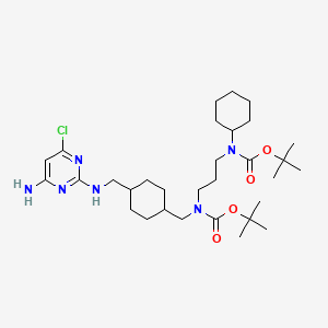 molecular formula C31H53ClN6O4 B1519760 tert-butyl N-[[4-[[(4-amino-6-chloropyrimidin-2-yl)amino]methyl]cyclohexyl]methyl]-N-[3-[cyclohexyl-[(2-methylpropan-2-yl)oxycarbonyl]amino]propyl]carbamate CAS No. 917022-13-0