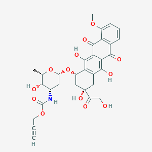 molecular formula C31H31NO13 B15197694 Prop-2-yn-1-yl ((2S,3S,4S,6S)-3-hydroxy-2-methyl-6-(((1S,3S)-3,5,12-trihydroxy-3-(2-hydroxyacetyl)-10-methoxy-6,11-dioxo-1,2,3,4,6,11-hexahydrotetracen-1-yl)oxy)tetrahydro-2H-pyran-4-yl)carbamate 