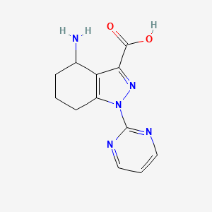 molecular formula C12H13N5O2 B15197921 4-Amino-1-(pyrimidin-2-yl)-4,5,6,7-tetrahydro-1H-indazole-3-carboxylic acid 