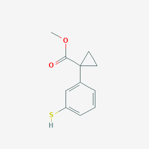 molecular formula C11H12O2S B15198176 Methyl 1-(3-mercaptophenyl)cyclopropane-1-carboxylate 