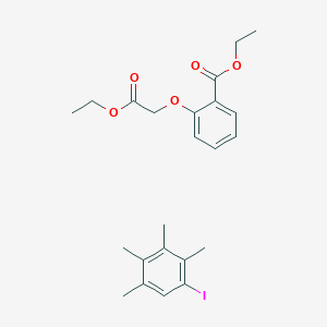 molecular formula C23H29IO5 B15198357 Ethyl 2-(2-ethoxy-2-oxoethoxy)benzoate;1-iodo-2,3,4,5-tetramethylbenzene 