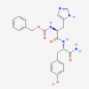 molecular formula C23H25N5O5 B15198492 Benzyl ((S)-1-(((S)-1-amino-3-(4-hydroxyphenyl)-1-oxopropan-2-yl)amino)-3-(1H-imidazol-4-yl)-1-oxopropan-2-yl)carbamate CAS No. 35807-69-3