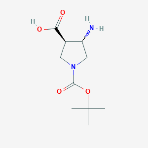 molecular formula C10H18N2O4 B1519857 (3R,4S)-4-Amino-1-(tert-butoxycarbonyl)pyrrolidine-3-carboxylic acid CAS No. 1365887-58-6