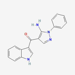 molecular formula C18H14N4O B1519860 (5-amino-1-phenyl-1H-pyrazol-4-yl)(1H-indol-3-yl)methanone CAS No. 1015939-70-4