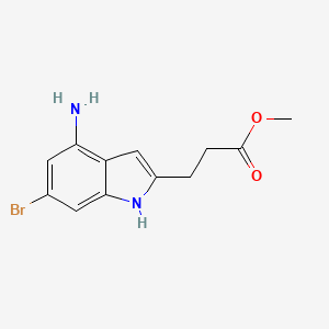 molecular formula C12H13BrN2O2 B15199467 methyl 3-(4-amino-6-bromo-1H-indol-2-yl)propanoate 