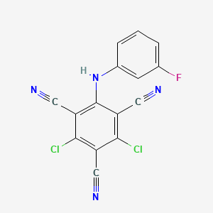 molecular formula C15H5Cl2FN4 B15199649 1,3,5-Benzenetricarbonitrile, 4,6-dichloro-2-(m-fluoroanilino)- CAS No. 35728-01-9