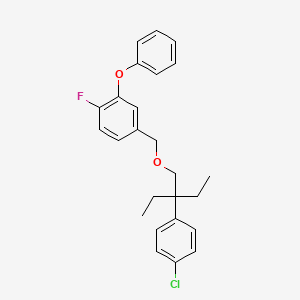 molecular formula C25H26ClFO2 B15199782 Benzene, 4-((2-(4-chlorophenyl)-2-ethylbutoxy)methyl)-1-fluoro-2-phenoxy- CAS No. 83493-19-0