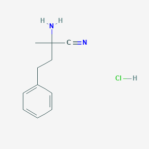 molecular formula C11H15ClN2 B1520015 2-Amino-2-methyl-4-phenylbutanenitrile hydrochloride CAS No. 132539-60-7
