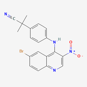 molecular formula C19H15BrN4O2 B1520024 2-(4-((6-Bromo-3-nitroquinolin-4-yl)amino)phenyl)-2-methylpropanenitrile CAS No. 915019-51-1