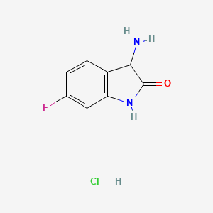 molecular formula C8H8ClFN2O B1520030 3-Amino-6-fluoro-1,3-dihydro-2H-indol-2-one hydrochloride CAS No. 1214059-84-3