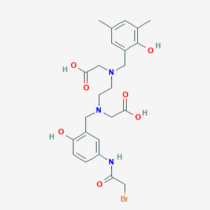 molecular formula C24H30BrN3O7 B152009 N-(2-Hydroxy-3,5-dimethylbenzyl)-N-(2-hydroxy-5-bromoacetamidobenzyl)ethylenediamine-N,N'-diacetic acid CAS No. 126753-16-0