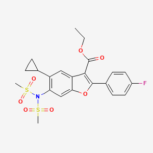molecular formula C22H22FNO7S2 B1520159 Ethyl 5-cyclopropyl-2-(4-fluorophenyl)-6-(N-(methylsulfonyl)methylsulfonamido)benzofuran-3-carboxylate CAS No. 1185313-40-9