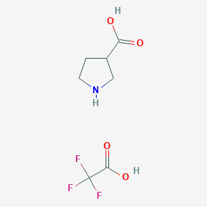 molecular formula C7H10F3NO4 B15202326 Pyrrolidine-3-carboxylic acid trifluoroacetate CAS No. 1216735-73-7