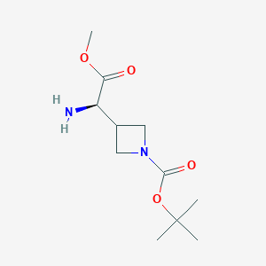 molecular formula C11H20N2O4 B15202457 tert-Butyl 3-[(1R)-1-amino-2-methoxy-2-oxo-ethyl]azetidine-1-carboxylate 