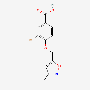 molecular formula C12H10BrNO4 B1520291 3-Bromo-4-[(3-methyl-1,2-oxazol-5-yl)methoxy]benzoic acid CAS No. 1221724-03-3
