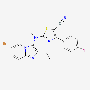 molecular formula C21H17BrFN5S B15202976 2-((6-Bromo-2-ethyl-8-methylimidazo[1,2-a]pyridin-3-yl)(methyl)amino)-4-(4-fluorophenyl)thiazole-5-carbonitrile CAS No. 1628264-39-0