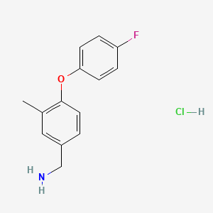 molecular formula C14H15ClFNO B1520317 [4-(4-Fluorophenoxy)-3-methylphenyl]methanamine hydrochloride CAS No. 1235441-44-7