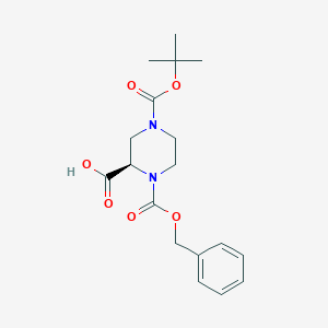 molecular formula C18H24N2O6 B152032 (R)-1-((Benzyloxy)carbonyl)-4-(tert-butoxycarbonyl)piperazine-2-carboxylic acid CAS No. 954388-33-1