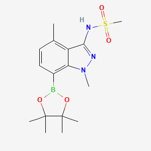 molecular formula C16H24BN3O4S B15203410 N-(1,4-dimethyl-7-(4,4,5,5-tetramethyl-1,3,2-dioxaborolan-2-yl)-1H-indazol-3-yl)methanesulfonamide 