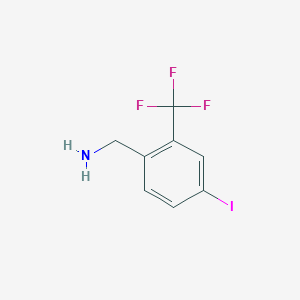 molecular formula C8H7F3IN B15203478 4-Iodo-2-(trifluoromethyl)benzylamine 