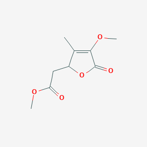 molecular formula C9H12O5 B15203558 Methyl 2-(4-methoxy-3-methyl-5-oxo-2,5-dihydrofuran-2-yl)acetate 