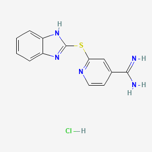 2-(1H-1,3-benzodiazol-2-ylsulfanyl)pyridine-4-carboximidamide hydrochloride