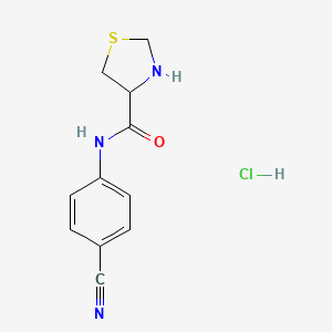 molecular formula C11H12ClN3OS B1520393 N-(4-cyanophenyl)-1,3-thiazolidine-4-carboxamide hydrochloride CAS No. 1251924-27-2